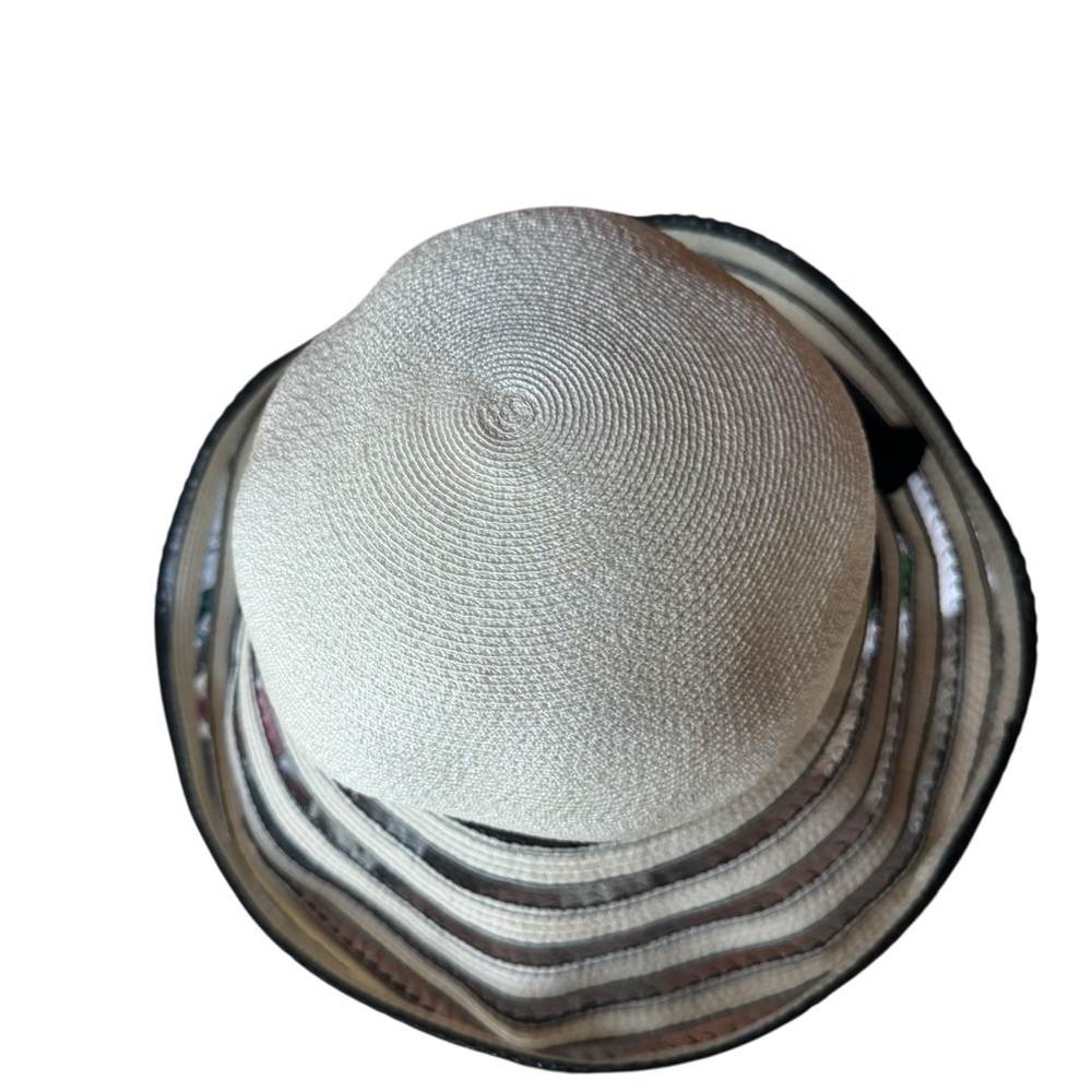 1960s Mr. John Jr. Wide-Brimmed Straw Sun Hat‎ w/Ribbon & Bow - Picture 6 of 8